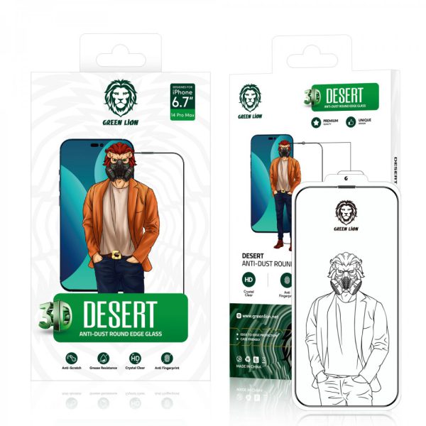 محافظ صفحه گلس ای  سه بعدی Desert Round Edge برای iPhone 14 Pro (6.1 اینچ) - Clear - برند گرین لاین Green lion