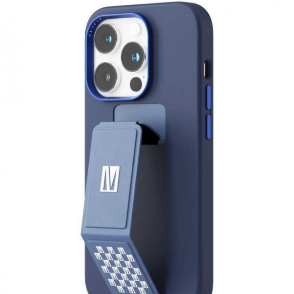قاب سیلیکونی Morphix با پایه چرمی برای iPhone 14 Pro Max-Navy Blue - برند لِوِلو Levelo