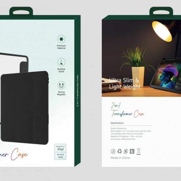 قاب ترانسفورماتور 2 در 1 برای iPad Pro 12.9 4/5/6 - مشکی - برند گرین لاین Green lion