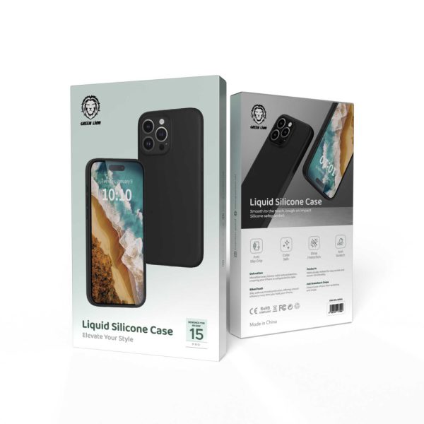 قاب سیلیکونی مایع برای آیفون 15 پرو - مشکی - برند گرین لاین Green lion