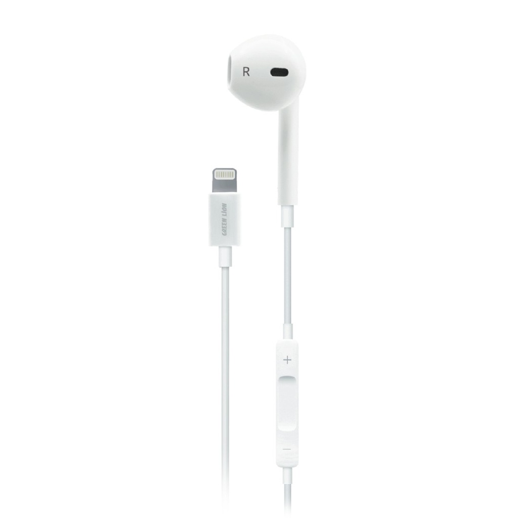 Green Lion Mono Earphones with Lightning Connector هندزفری سیمی گرین لاین مدل GNMONOLC رنگ سفید