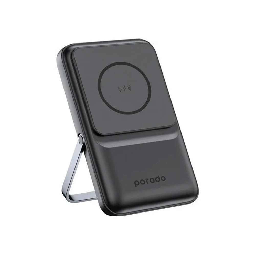 Porodo 10000 mAh Magsafe Powerbank Attach with Type C and Lightning Cable پاوربانک پرودو مدل PD-PBFCH039 ظرفیت 10000 میلی آمپر ساعت رنگ مشکی