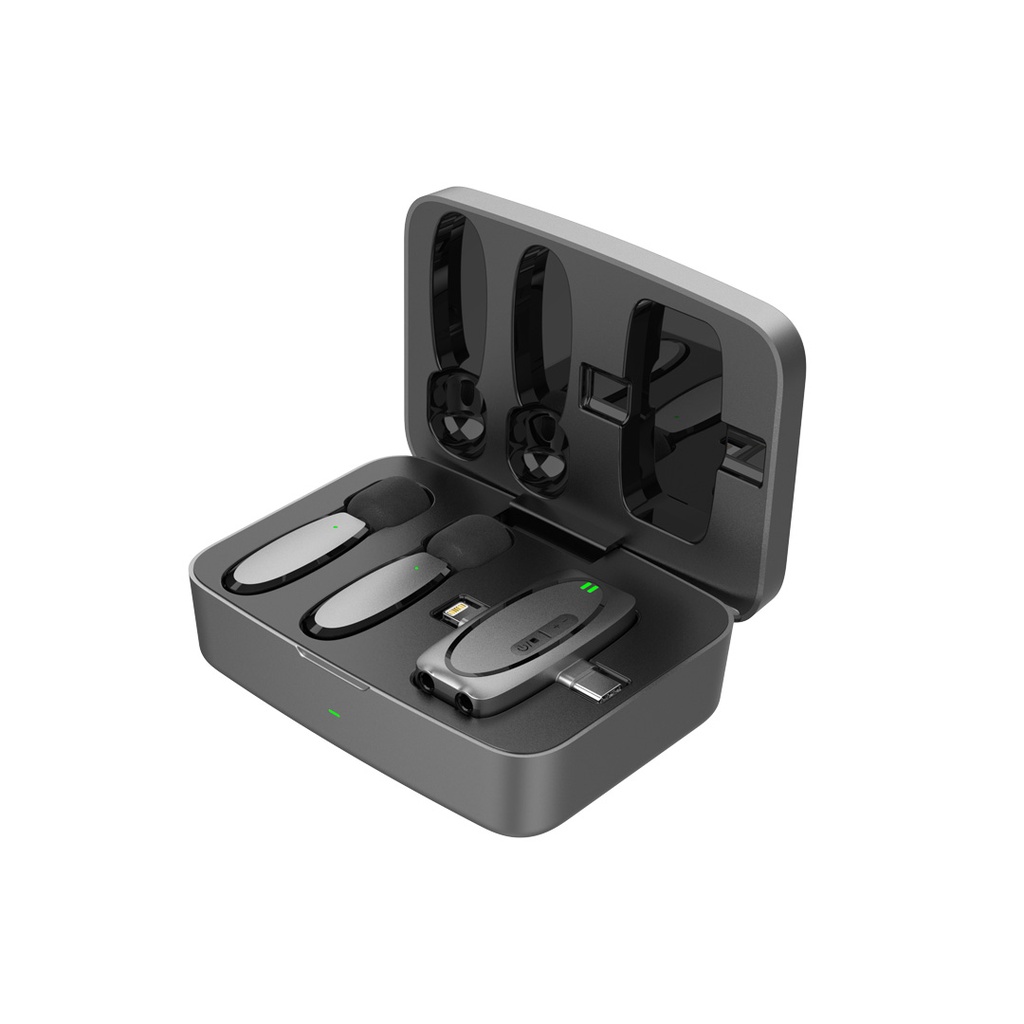 Porodo Dual Connector Lavalier Microphone Dual Mic with Charging Case- Black (1) میکروفن یقه ای پرودو مدل PD-2MLAV - تصویر 1