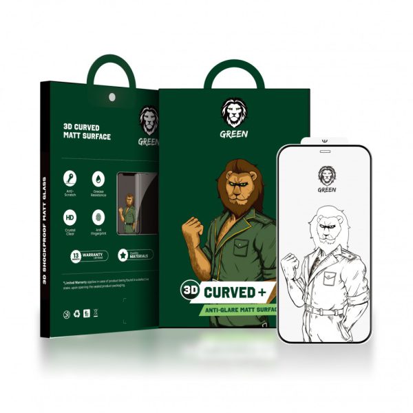 محافظ صفحه نمایش ای مات 2.5 بعدی ضد تابش نور برای iPhone 12 Pro Max 6.7 اینچی  - برند گرین لاین Green lion