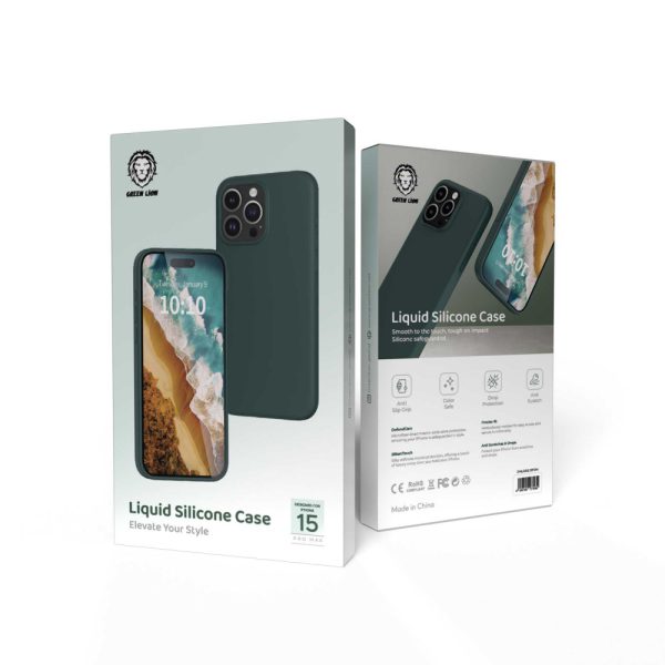 قاب سیلیکونی مایع برای آیفون 15 پرو مکس -  تیره - برند گرین لاین Green lion