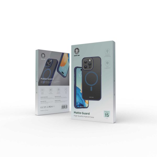 محافظ Matte Guard Hybrid Magsafe قاب برای iPhone 15 Pro - آبی - برند گرین لاین Green lion