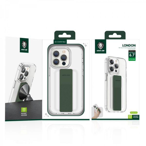 قاب slim هیبریدی لندن با بند الاستیک برای آیفون 14 پرو (6.1 اینچ) - نارنجی - برند گرین لاین Green lion