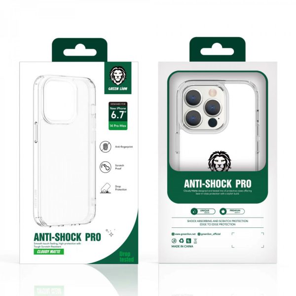 قاب محافظ ابری مات Anti-Shock Pro برای iPhone 14 Pro (6.1 اینچ) - Clear - برند گرین لاین Green lion