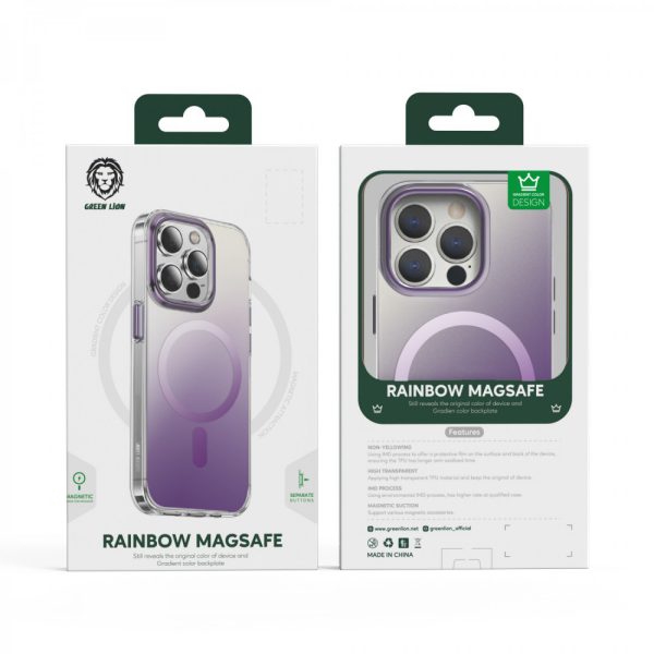 قاب  رنگین کمان Magsafe برای آیفون 14 پرو مکس (6.7 اینچ) - طلایی - برند گرین لاین Green lion