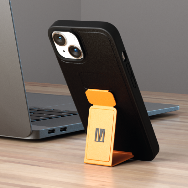 قاب چرمی Morphix Gripstand iPhone 14 Plus PU - نارنجی - برند لِوِلو Levelo