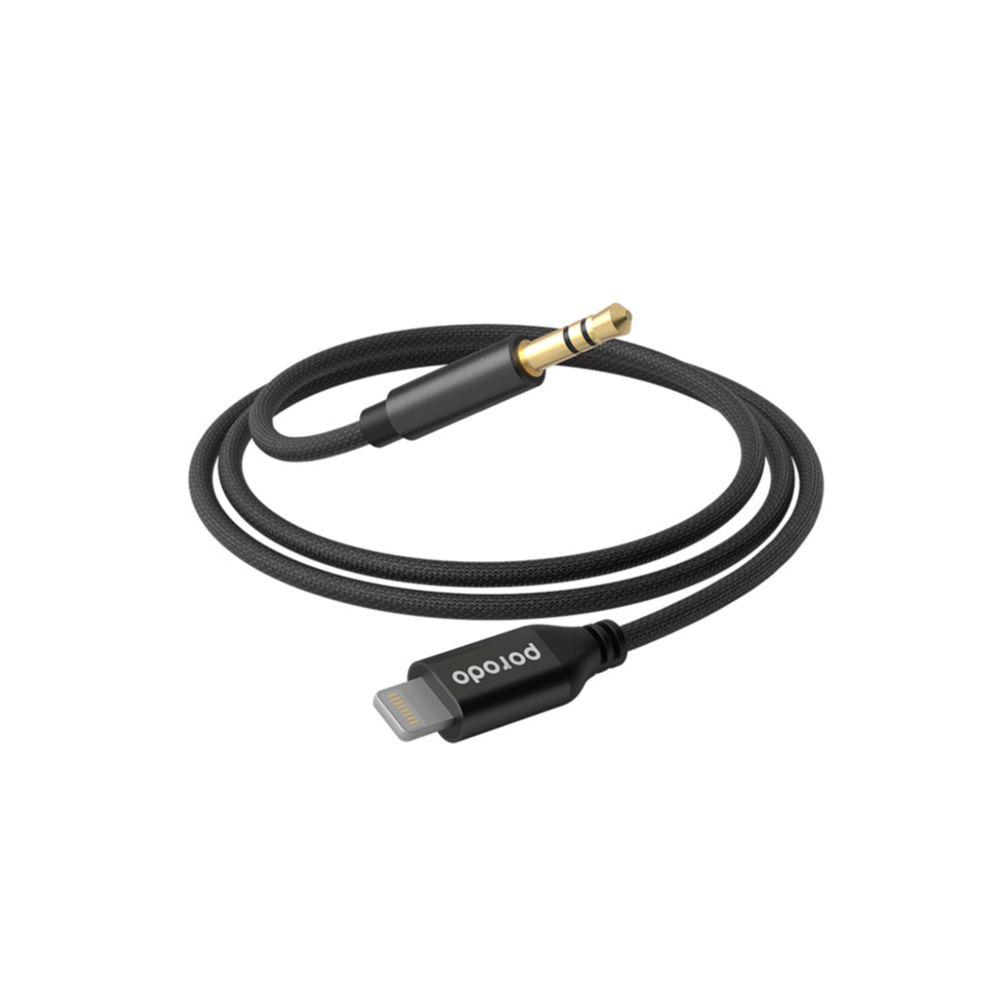 porodo-metal-braided-lightning-to-aux-cable-1-2m-black2 کابل لایتنینگ به AUX پرودو مدل PD-AUL12 طول 1.2 متر - تصویر 1
