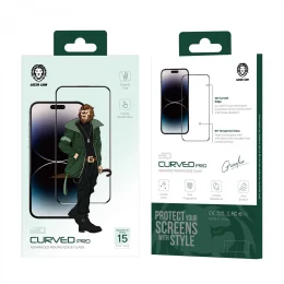 محافظ صفحه نمایش خمیده پرو 3 بعدی برای آیفون 15 پرو مکس - Clear - برند گرین لاین Green lion - تصویر 8