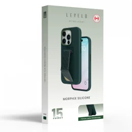 قاب سیلیکونی Morphix با دستگیره چرمی برای iPhone 15 Pro Max - سبز - برند لِوِلو Levelo - تصویر 7