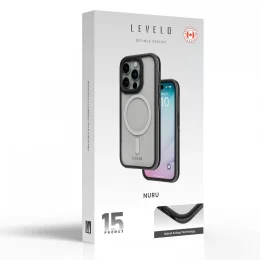 قاب Nuru برای iPhone 15 Pro Max - مشکی/روشن - برند لِوِلو Levelo - تصویر 3