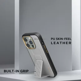 قاب Morphix Cuero Gripstand برای آیفون 15 پرو - خاکستری - برند لِوِلو Levelo - تصویر 4