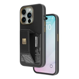 قاب Morphix Gripstand با نگهدارنده کارت برای iPhone 15 Pro Max - مشکی - برند لِوِلو Levelo - تصویر 3