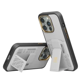 قاب Morphix Gripstand با نگهدارنده کارت برای iPhone 15 Pro Max - خاکستری - برند لِوِلو Levelo - تصویر 3