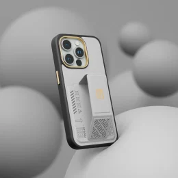 قاب Morphix Gripstand با نگهدارنده کارت برای iPhone 15 Pro Max - خاکستری - برند لِوِلو Levelo - تصویر 4