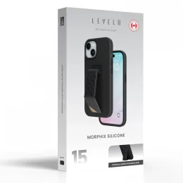 قاب سیلیکونی Morphix با دستگیره چرمی برای آیفون 15 - مشکی - برند لِوِلو Levelo - تصویر 5