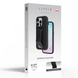 قاب سیلیکونی Morphix با دستگیره چرمی برای آیفون 15 پرو - مشکی - برند لِوِلو Levelo - تصویر 4