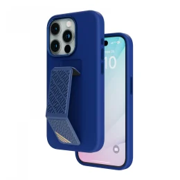 قاب سیلیکونی Morphix با دستگیره چرمی برای iPhone 15 Pro - آبی عمیق - برند لِوِلو Levelo - تصویر 5