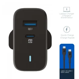 شارژر دو پورت برند پاورولوژی مدل PWCUQC004-C + کابل - تصویر 2