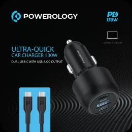 شارژر دو پورت برند پاورولوژی مدل PWCUQC004-C + کابل - تصویر 3
