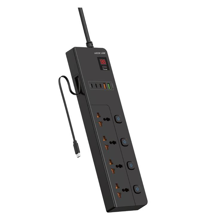 چندراهی و محافظ برق گرین لاین مدل GNGS8PSKT2 رنگ مشکی و سفید