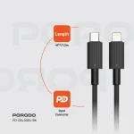 کابل پی وی سی نوع C تا لایتنینگ 1.2M - مشکی - برند پرودو Porodo - تصویر 4