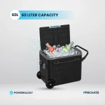 یخچال قابل حمل 60 لیتری با محفظه دوگانه و ترولی - خاکستری - برند پاورولوژی Powerology - تصویر 17