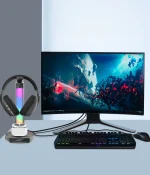 پایه هدفون RGB، شارژ بی سیم و هاب USB-C با لامپ صفحه نمایش 5 وات-مشکی - برند پرودو گیمینگ Porodo gaming - تصویر 12