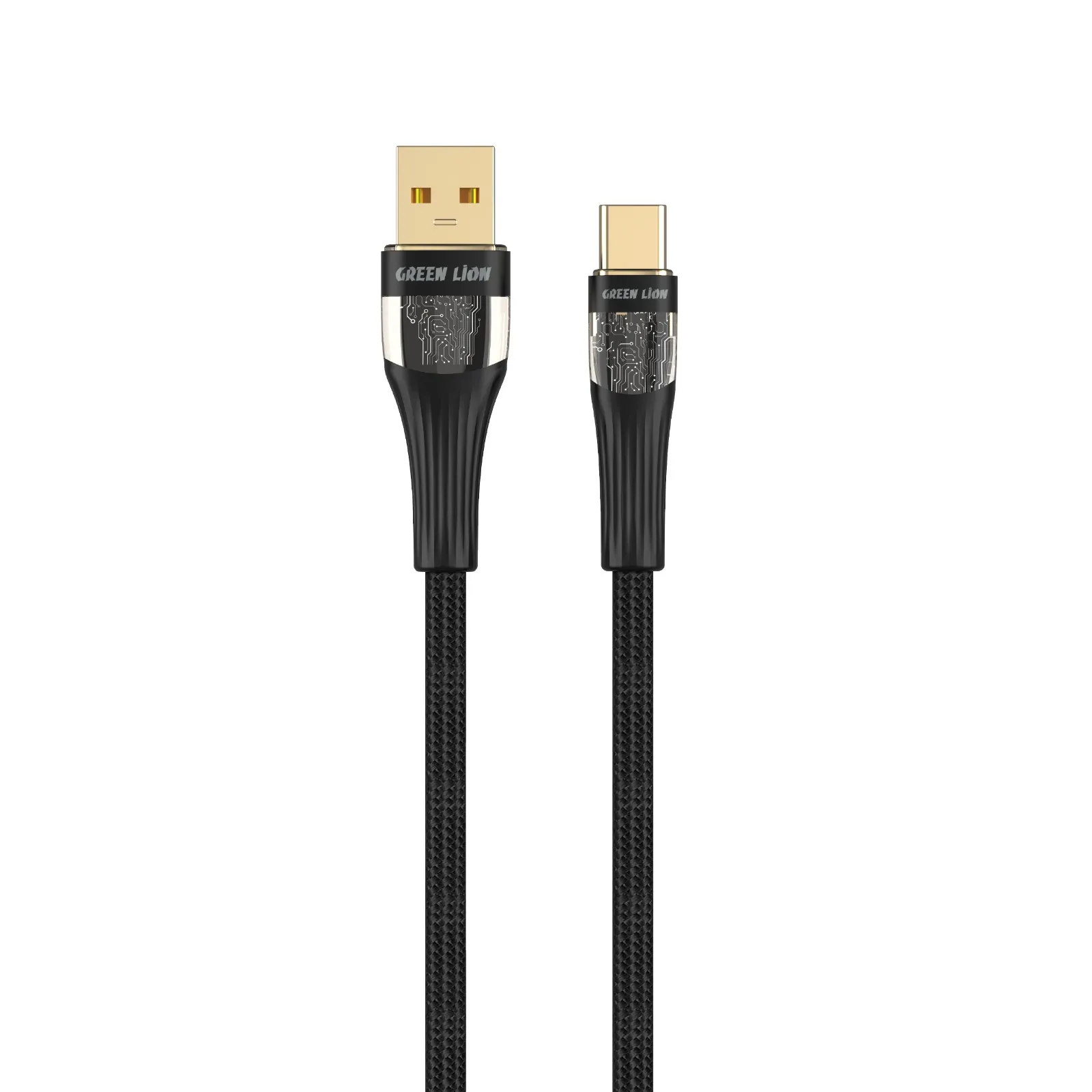GREEN LION TRANSPARENT CABLE USB-A TO USB-C 60W 1M - BLACK کابل شفاف USB-A به USB-C 60W 1M - مشکی - برند گرین لاین Green lion - تصویر 1