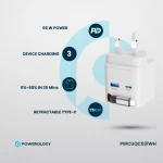 GAN PD65W شارژر دو پورت + شارژر کابلی با کابل جمع شونده - سفید - برند پاورولوژی Powerology - تصویر 10