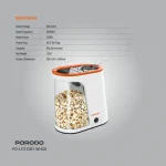 پاپ کورن ساز مخزن جداشدنی LIFETSYLE 1200W - سفید و نارنجی - برند پرودو Porodo - تصویر 14