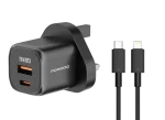 شارژر سریع PD 20W USB QC3.0 انگلستان با کابل C به L - مشکی - برند پرودو Porodo - تصویر 2