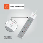 4 سوکت برق متناوب با USB A X2 USB C X4 UK 3M WIRE - WHITE - برند پرودو Porodo - تصویر 4