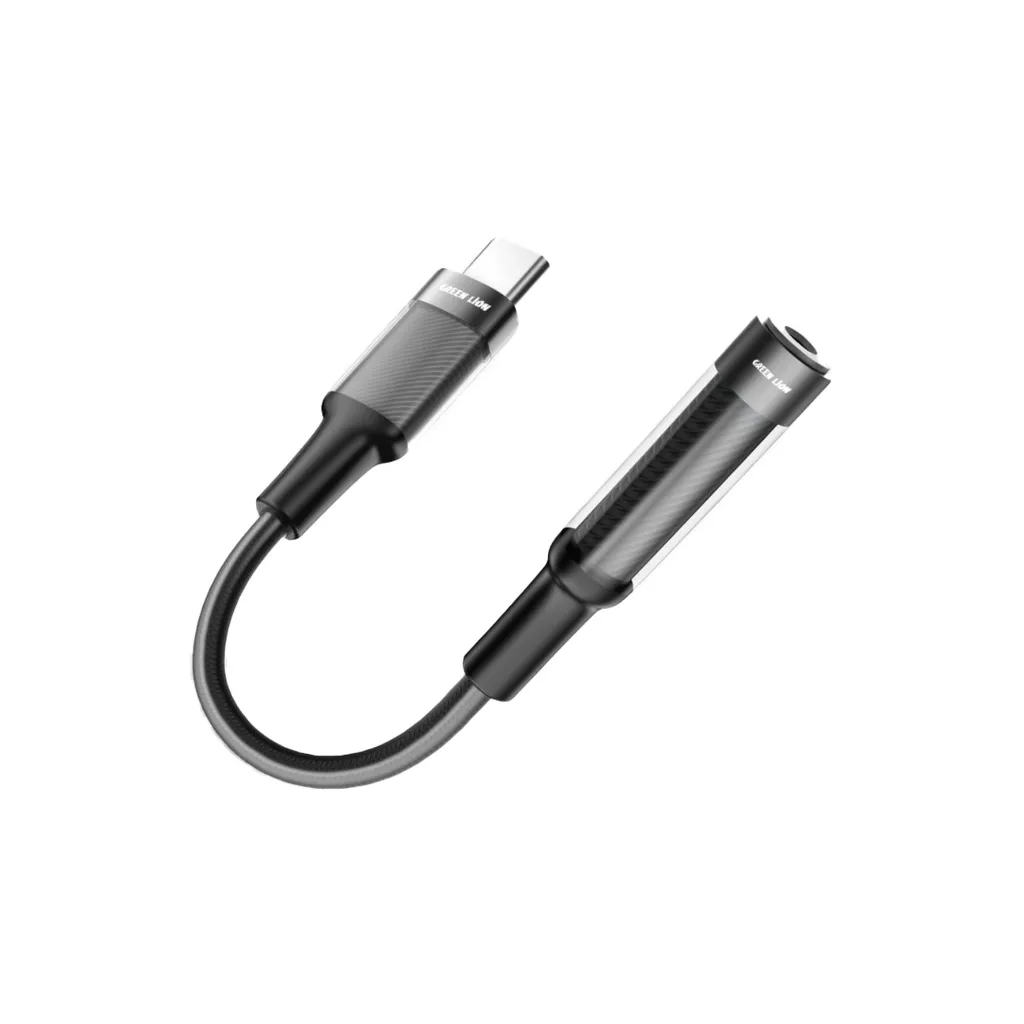 GRREN LION EARPHONE ADAPTER USB-C TO 3.5 AUX 12CM - BLACK آداپتور هدفون USB-C به 3.5 AUX 12CM - مشکی - برند گرین لاین Green lion - تصویر 1