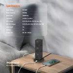 PD20W QC 3.0 1A + 2 TYPE C SOCKET TOWER 3M - BLACK - برند پرودو Porodo - تصویر 8