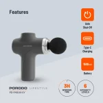 تفنگ ماساژ صورت با 4 سر قابل تعویض - خاکستری - برند پرودو Porodo - تصویر 3