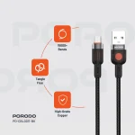 آلوم. کابل بافته آلیاژی USB TO MICRO 1.2M - مشکی - برند پرودو Porodo - تصویر 7