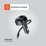 شارژر ماشین جمع شونده با کابل های تاشو نوع C - مشکی - برند پرودو Porodo - تصویر 15