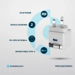 شارژر دو پورت GAN PD35W با کابل جمع شونده - سفید - برند پاورولوژی Powerology - تصویر 8