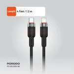 آلوم. کابل بافته آلیاژی TYPE-C به LIGHTNING 30W 1.2M - BLACK - برند پرودو Porodo - تصویر 11