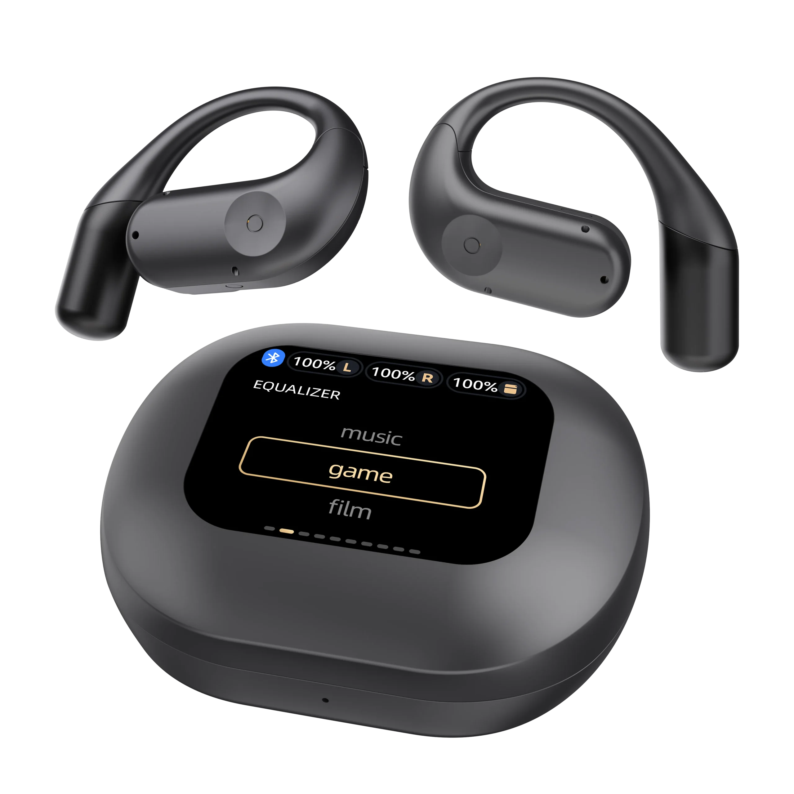 Powerology Air Conduction ENC TWS Earbuds and Charging Case with Display 60mAh هندزفری بلوتوثی پاورولوژی مدل PWLAU007 رنگ مشکی