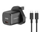 شارژر سریع PD 20W انگلستان با کابل C به C - مشکی - برند پرودو Porodo