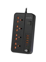 سوکت آبی 4 AC با پورت USB-A X4 USB-C X2 انگلستان (سیم 3M) - مشکی - برند پرودو Porodo - تصویر 7