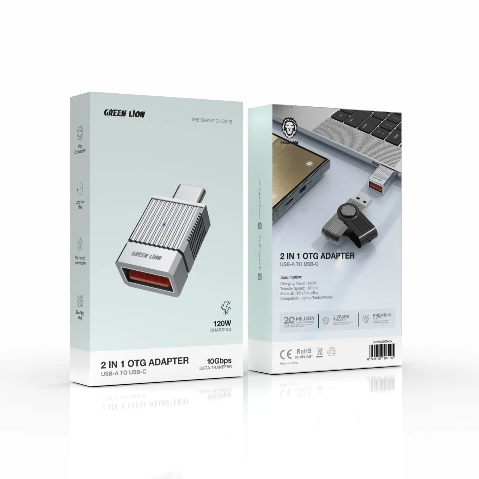 آداپتور OTG 2 در 1 USB-A به USB-C - خاکستری - برند گرین لاین Green lion آداپتور OTG 2 در 1 USB-A به USB-C - خاکستری - برند گرین لاین Green lion - تصویر 1