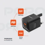 شارژر بریتانیایی PD+QC 20W - مشکی - برند پرودو Porodo - تصویر 6