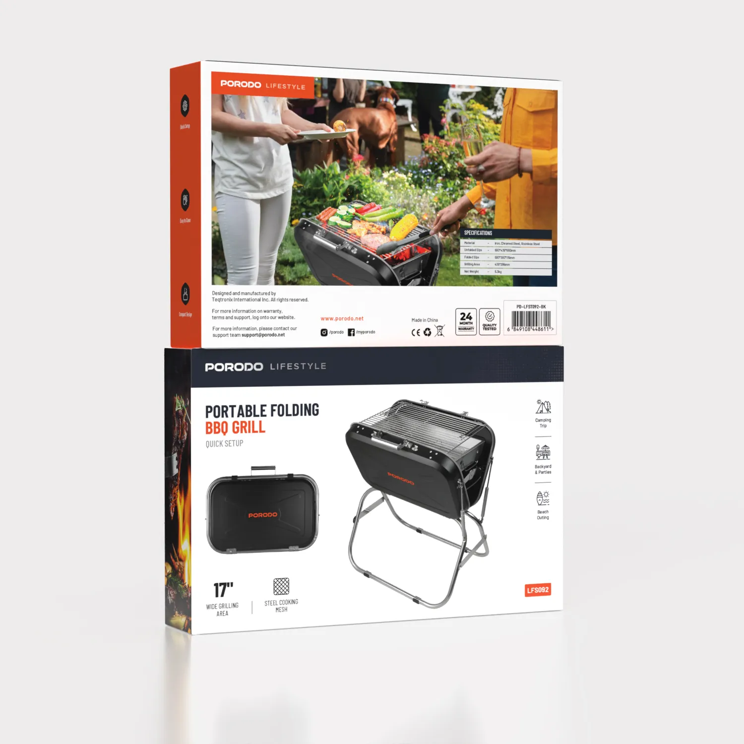 جعبه کباب پز تاشو BBQ LIFESTYLE با دسته و سه پایه - مشکی - برند پرودو Porodo جعبه کباب پز تاشو BBQ LIFESTYLE با دسته و سه پایه - مشکی - برند پرودو Porodo - تصویر 1