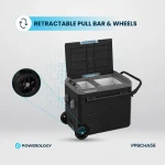 یخچال قابل حمل 60 لیتری با محفظه دوگانه و ترولی - خاکستری - برند پاورولوژی Powerology - تصویر 4
